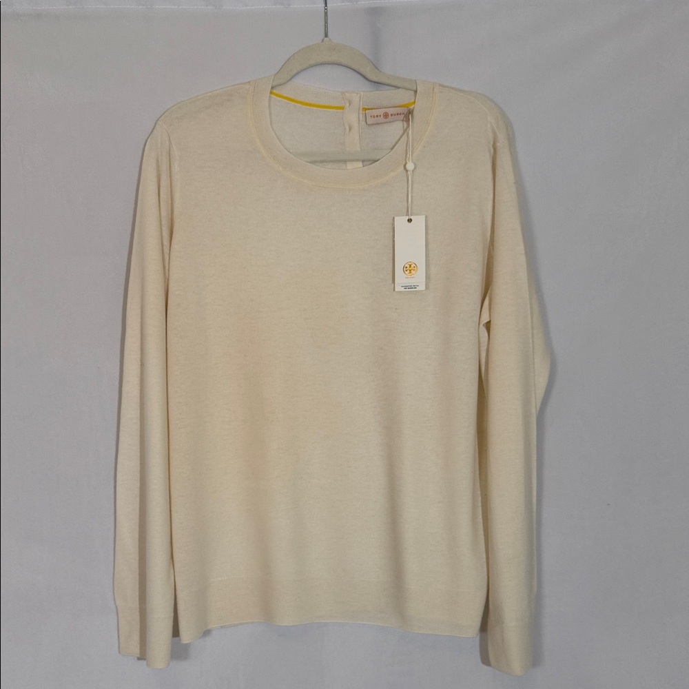 NWT Tory Burch Iberia Sweater Size XL Ivory 100% Cashmere Super Soft Luxury